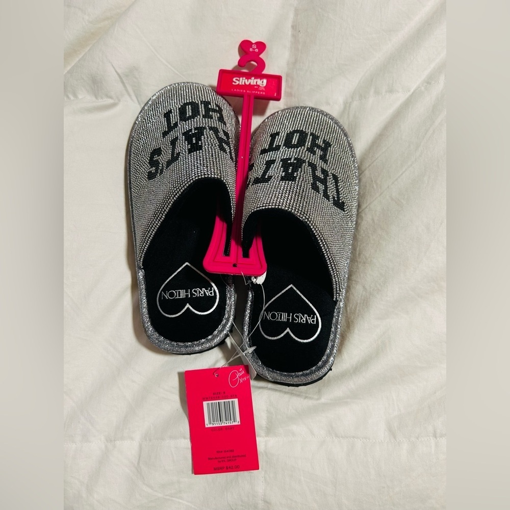 Paris Hilton Rhinestone Slippers, sz 5/6, That’s Hot, NEW with tags - Picture 5 of 6